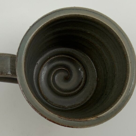 Rafe Bouchard Pottery Large Clay Swirl " DAMN " Mug Peony Flower Design Bottom - Picture 2 of 9